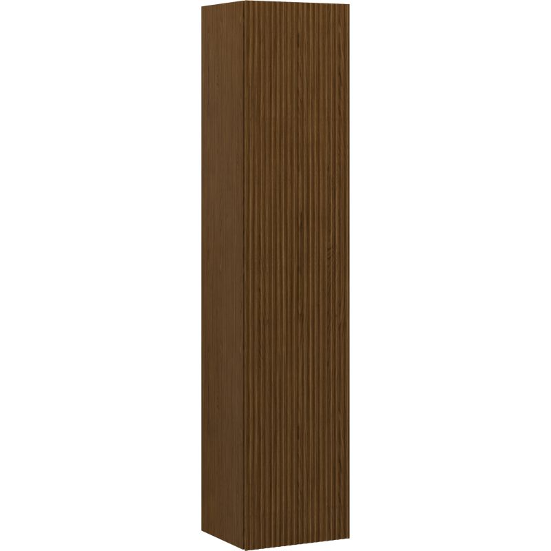 Mexen Rivel coluna de casa de banho 35 cm, 1 porta, canelada, noz - 91A21-03016-1-BF86
