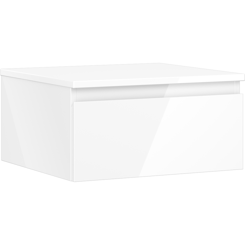 Mexen Orio Badezimmer-Unterschrank 50 cm mit Platte, 1 Schublade, Weiß Hochglanz - 91A10-05023-1-BFC00