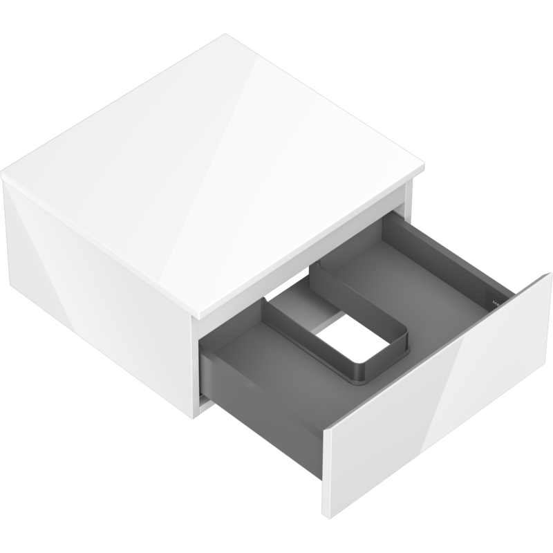 Mexen Orio kylpyhuonekaappi pesualtaan alla 50 cm, jossa taso, 1 laatikko, valkoinen kiiltävä - 91A10-05023-1-BFC00
