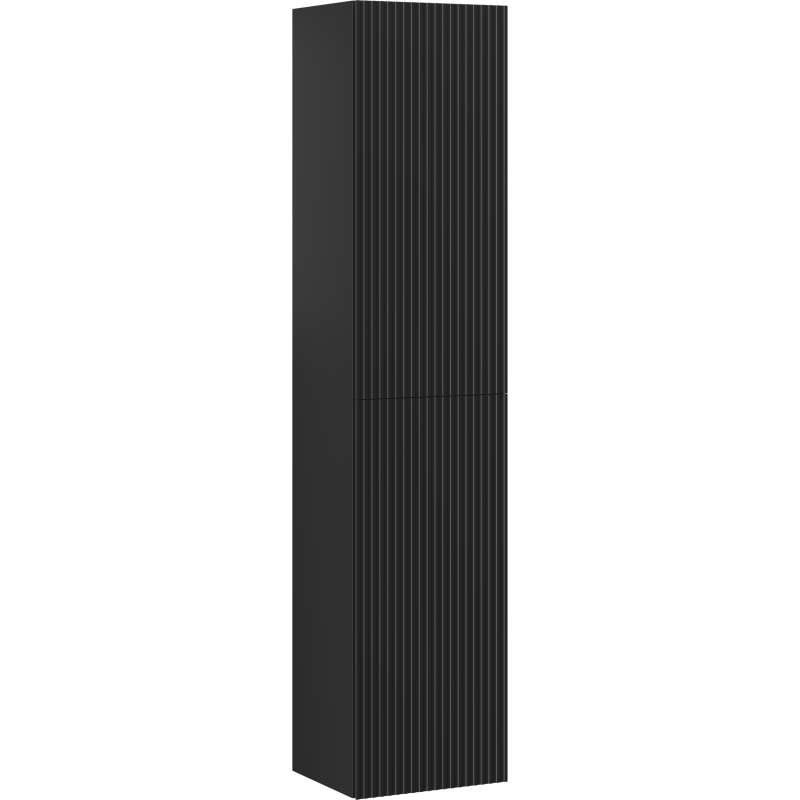 Mexen Rivel Badhochschrank 35 cm, 2 Türen, geriffelt, schwarz matt - 91A21-03016-2-BF71