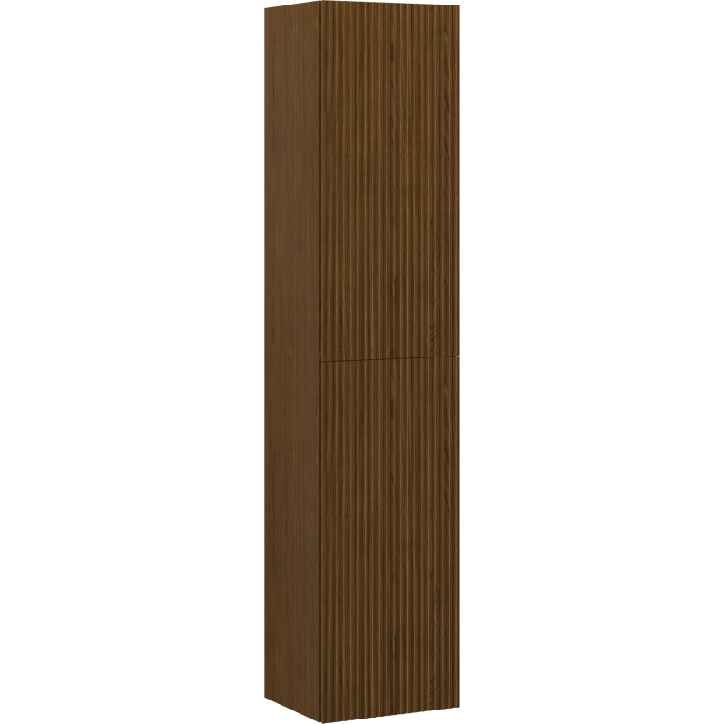 Mexen Rivel Badezimmerschrank 35 cm, 2 Türen, gerillt, Nussbaum - 91A21-03016-2-BF86