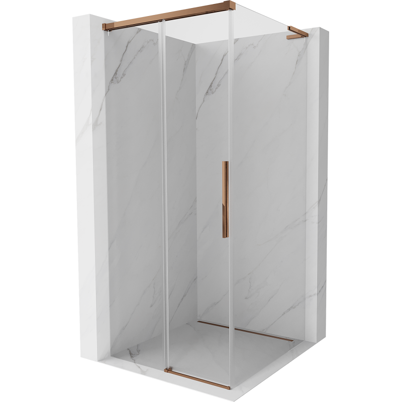 Mexen Rox L Duschecke Schiebetür 110 x 110 cm, transparent, Roségold - 8C2L-110-110-60-00