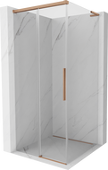 Mexen Rox L συρόμενη καμπίνα ντους 90 x 90 cm, διάφανη, βουρτσισμένος χαλκός