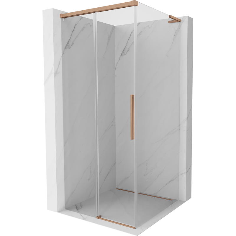 Mexen Rox L skjutbar duschkabin 100 x 100 cm, transparent, borstad koppar - 8C2L-100-100-65-00