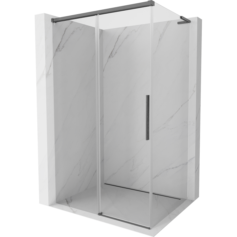 Mexen Rox L verschiebbare Duschkabine 110 x 80 cm, transparent, gebürstetes Gun Gray - 8C2L-110-080-66-00