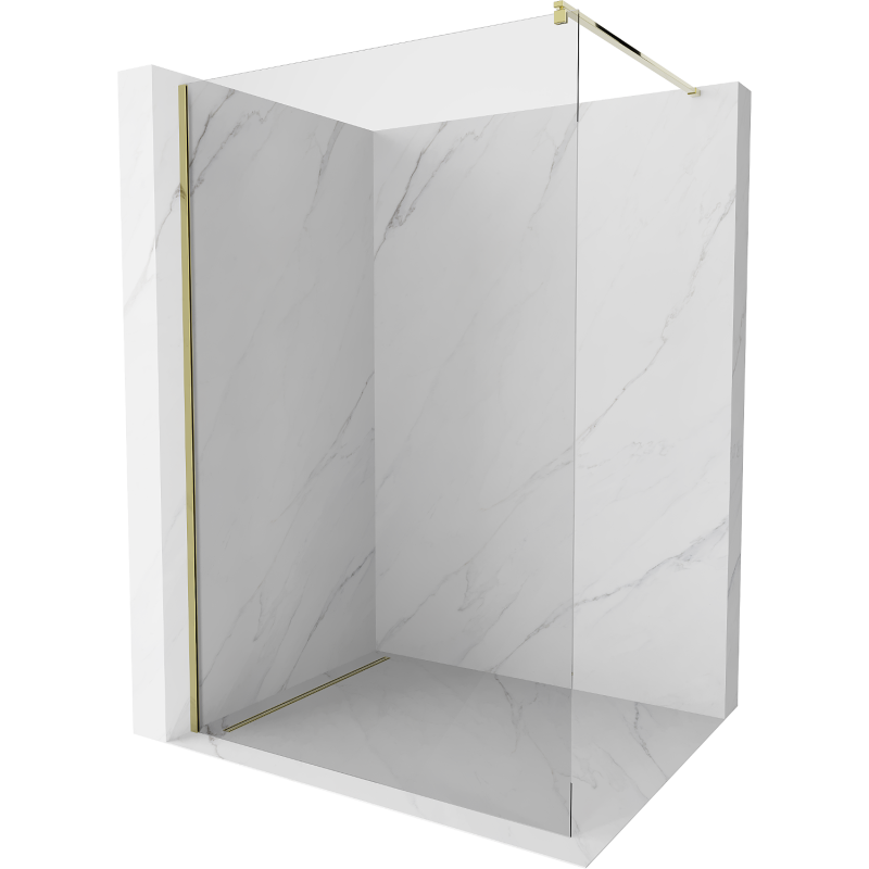Mexen Kioto paroi de douche Walk-in 100 x 200 cm, transparent 8 mm, or - 800-100-101-50-00