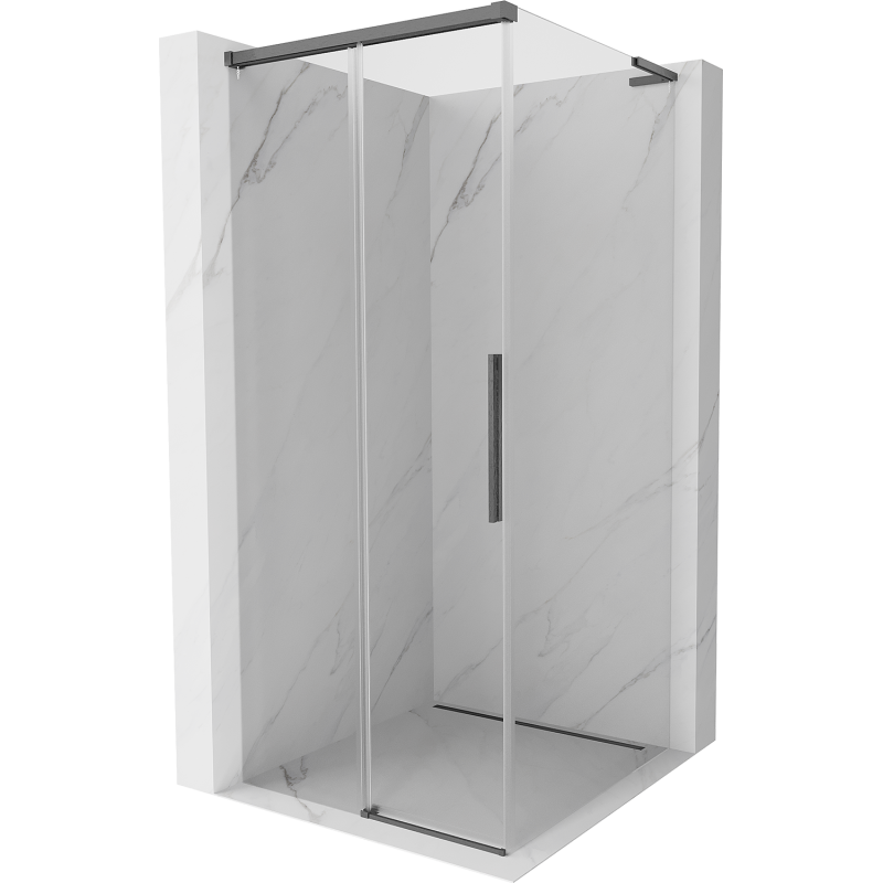 Mexen Rox L sliding shower cabin 110 x 110 cm, transparent, brushed gun gray - 8C2L-110-110-66-00