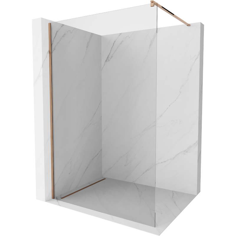 Mexen Kioto paroi de douche Walk-in 130 x 200 cm, transparent 8 mm, or rose - 800-130-101-60-00