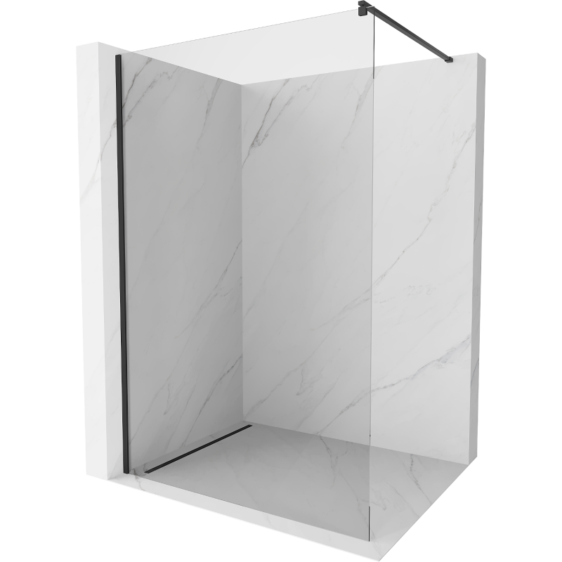 Mexen Kioto paroi de douche Walk-in 140 x 200 cm, transparent 8 mm, noir - 800-140-101-70-00