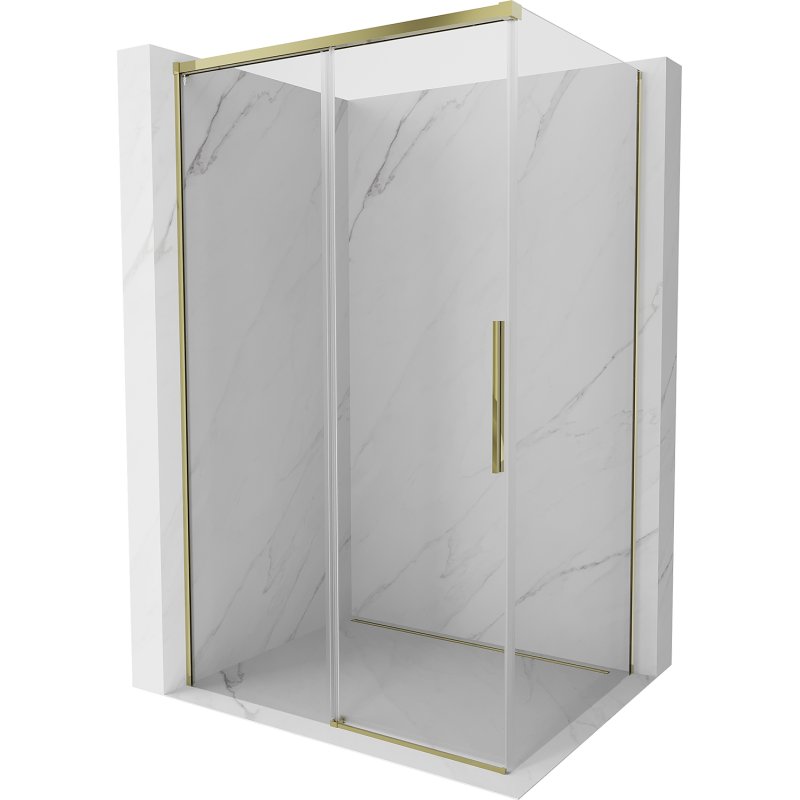 Mexen Rox Duschkabine verschiebbar 140 x 90 cm, transparent, gold - 8C2-140-090-50-00