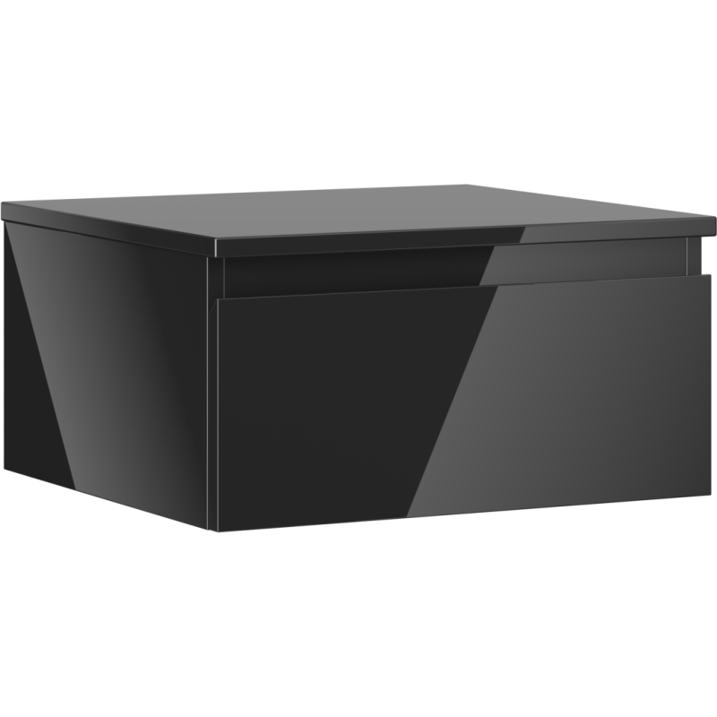 Mexen Orio Badezimmerschrank unter Waschbecken 50 cm mit Arbeitsplatte, 1 Schublade, schwarzer Hochglanz - 91A10-05023-1-BFC70