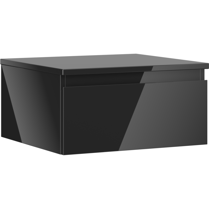 Mexen Orio bathroom cabinet under sink 50 cm with countertop, 1 drawer, black gloss - 91A10-05023-1-BFC70