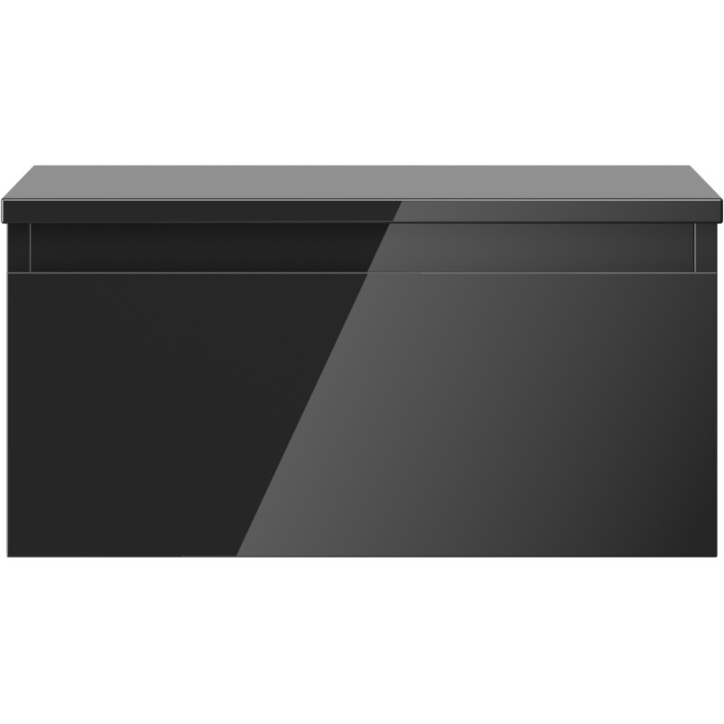 Mexen Orio bathroom cabinet under sink 50 cm with countertop, 1 drawer, black gloss - 91A10-05023-1-BFC70