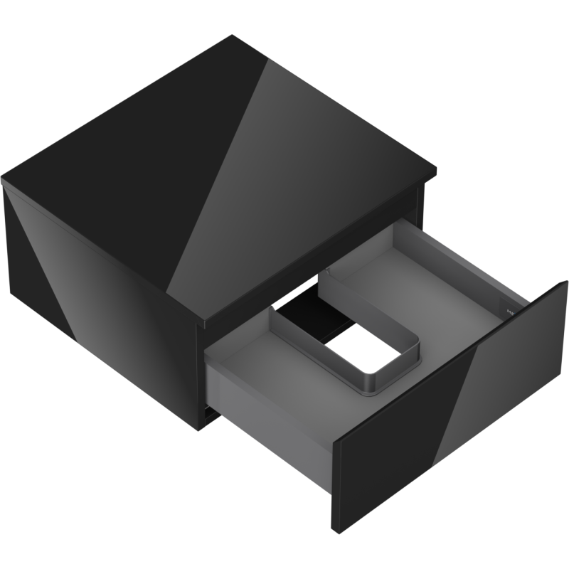 Mexen Orio mueble de baño bajo lavabo de 50 cm con encimera, 1 cajón, negro brillante - 91A10-05023-1-BFC70