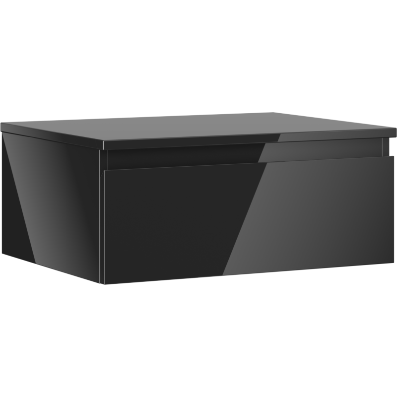 Mexen Orio Badezimmerschrank 60 cm mit Arbeitsplatte, 1 Schublade, schwarz glänzend - 91A10-06023-1-BFC70