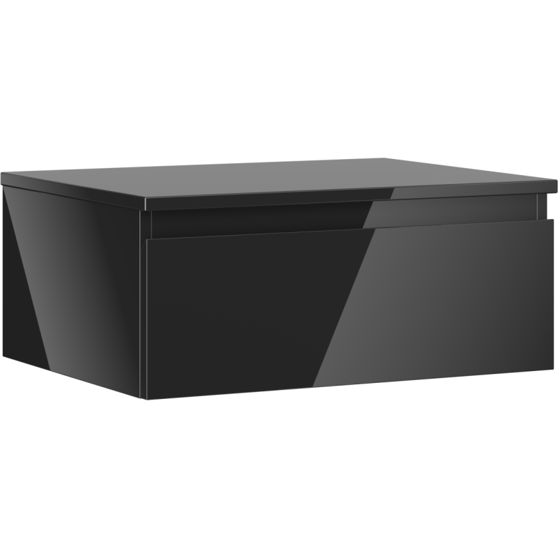 Mexen Orio badrumsskåp under tvättställ 60 cm med bänkskiva, 1 låda, svart glans - 91A10-06023-1-BFC70