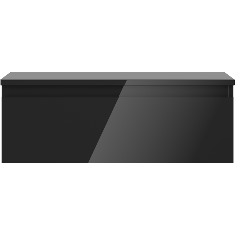 Mexen Orio Badmöbel Unterschrank 70 cm mit Arbeitsplatte, 1 Schublade, schwarz glänzend - 91A10-07023-1-BFC70