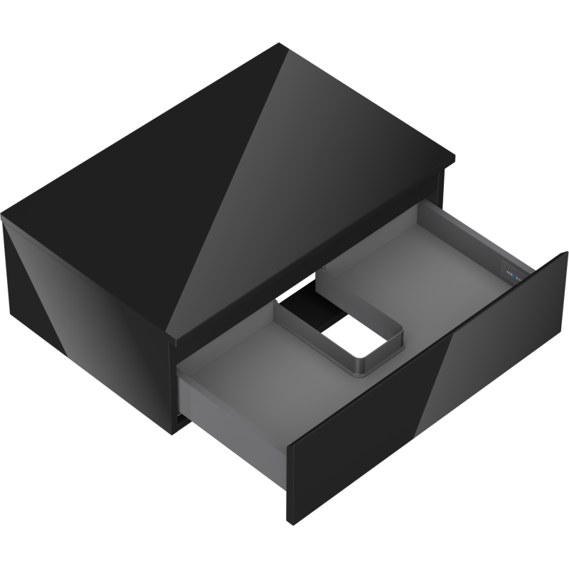 Mexen Orio Badmöbel Unterschrank 70 cm mit Arbeitsplatte, 1 Schublade, schwarz glänzend - 91A10-07023-1-BFC70