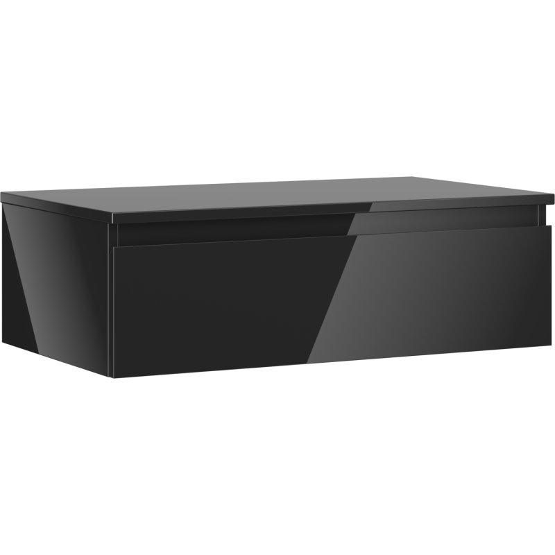 Mexen Orio 80 cm Badezimmerschrank mit Arbeitsplatte, 1 Schublade, Schwarz Glanz - 91A10-08023-1-BFC70