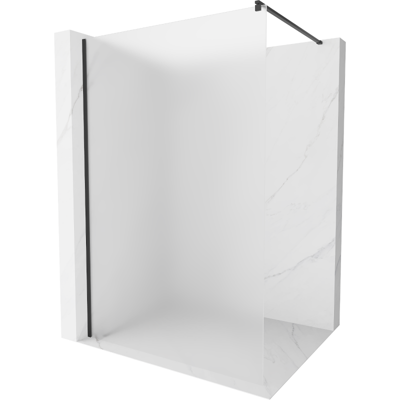 Paroi de douche Mexen Kioto Walk-in 100 x 200 cm, givrée 8 mm, noire - 800-100-101-70-30