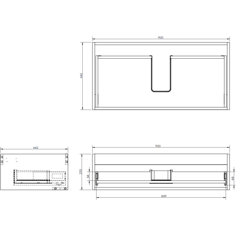 Mexen Orio szafka łazienkowa podumywalkowa 90 cm z blatem, 1 szuflada, szara mat - 91A10-09023-1-BFC62
