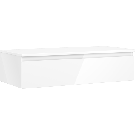 Mexen Orio Badezimmerunterschrank 100 cm mit Arbeitsplatte, 1 Schublade, Weiß Hochglanz - 91A10-10023-1-BFC00