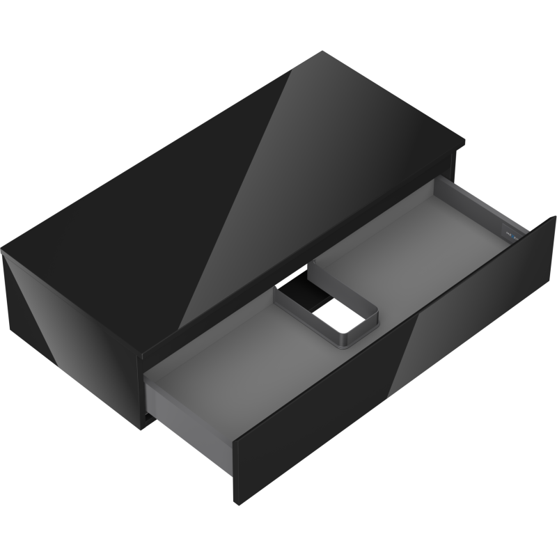 Mexen Orio mueble de baño bajo lavabo 100 cm con encimera, 1 cajón, negro brillante - 91A10-10023-1-BFC70