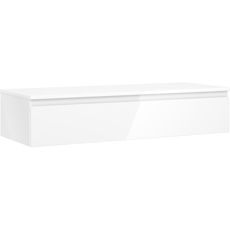 Mexen Orio Badezimmerschrank unter dem Waschbecken 120 cm mit Platte, 1 Schublade, weiß glänzend - 91A10-12023-1-BFC00