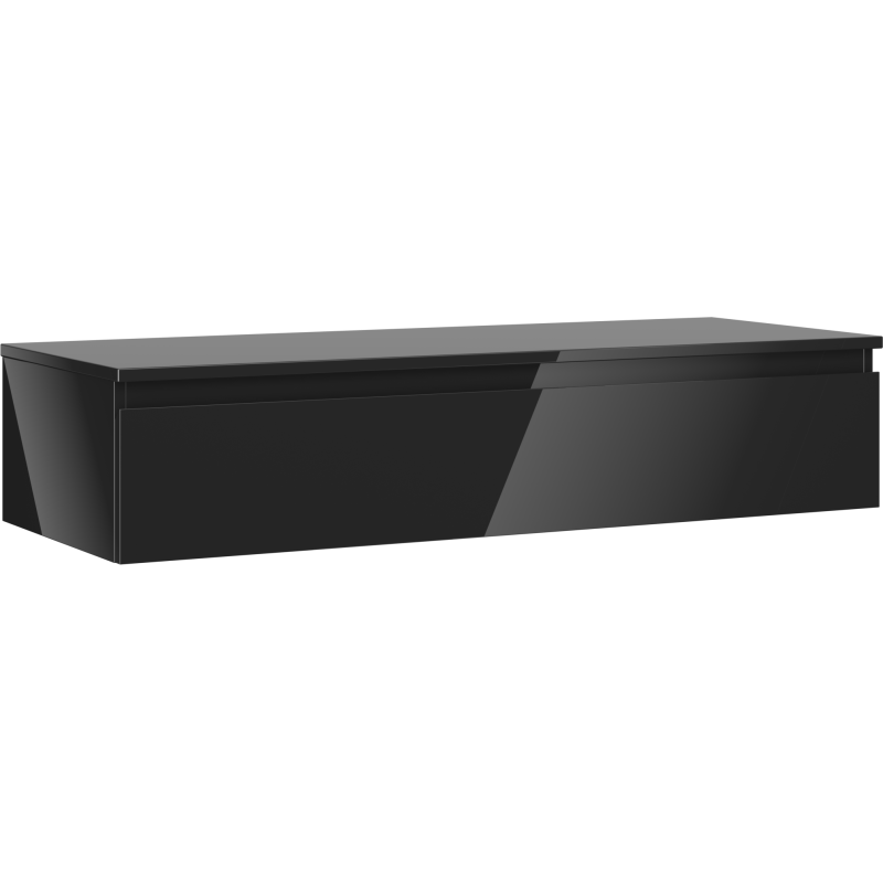 Mexen Orio Badezimmerschrank für Waschbecken 120 cm mit Arbeitsplatte, 1 Schublade, schwarz glänzend - 91A10-12023-1-BFC70