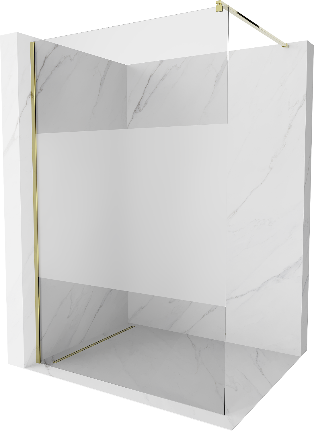 Mexen Kioto ścianka prysznicowa Walk-in 70 x 200 cm, transparent/szron 8 mm, złota - 800-070-101-50-35