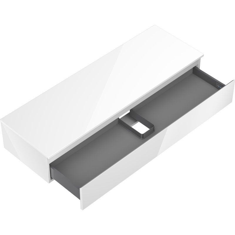 Mexen Orio armario de baño para lavabo de 140 cm con encimera, 1 cajón, blanco brillante - 91A10-14023-1-BFC00