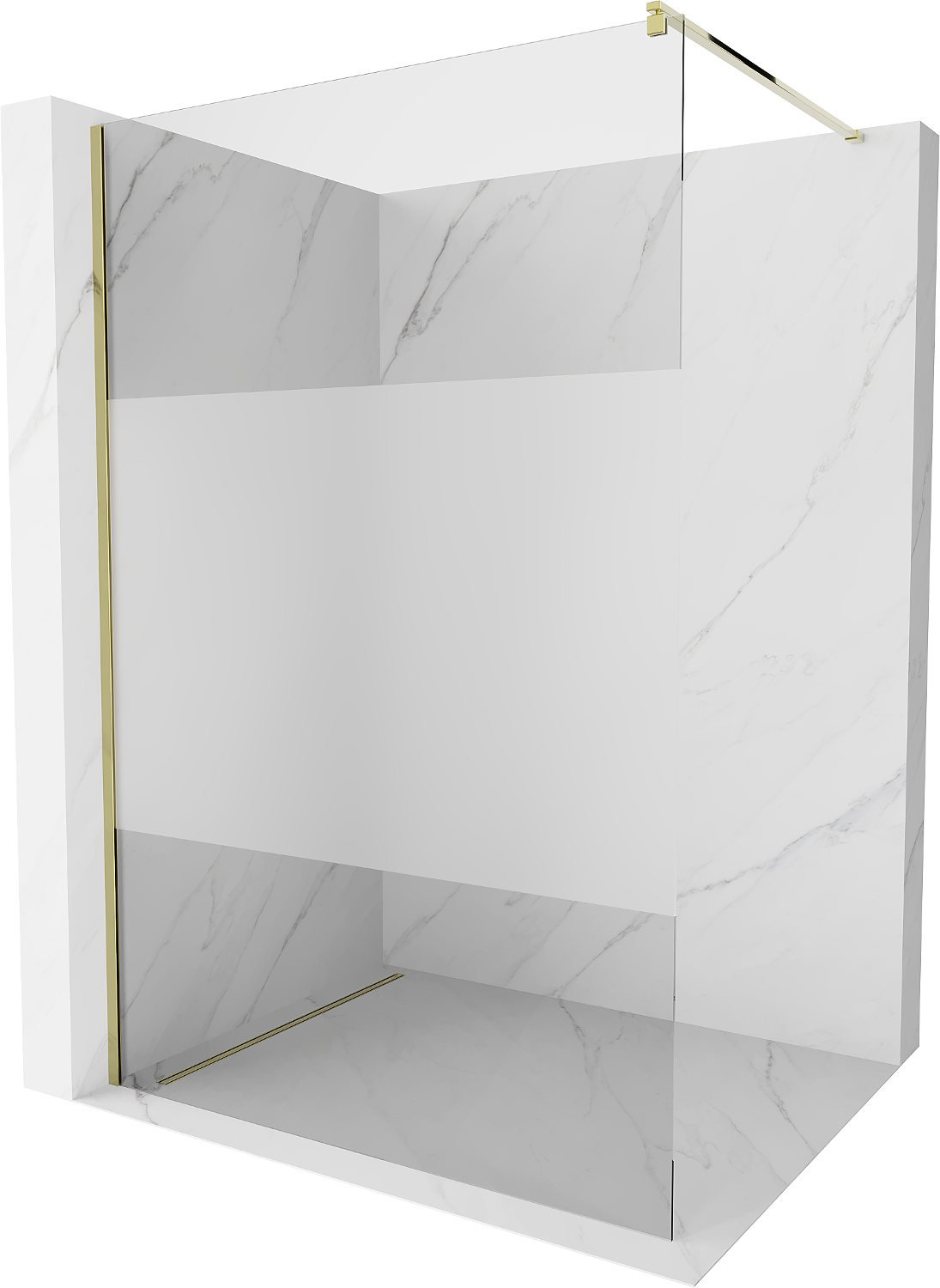Mexen Kioto ścianka prysznicowa Walk-in 90 x 200 cm, transparent/szron 8 mm, złota - 800-090-101-50-35