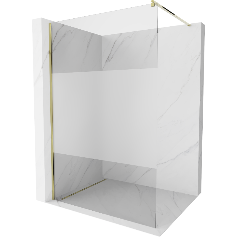 Mexen Kioto ścianka prysznicowa Walk-in 100 x 200 cm, transparent/szron 8 mm, złota - 800-100-101-50-35