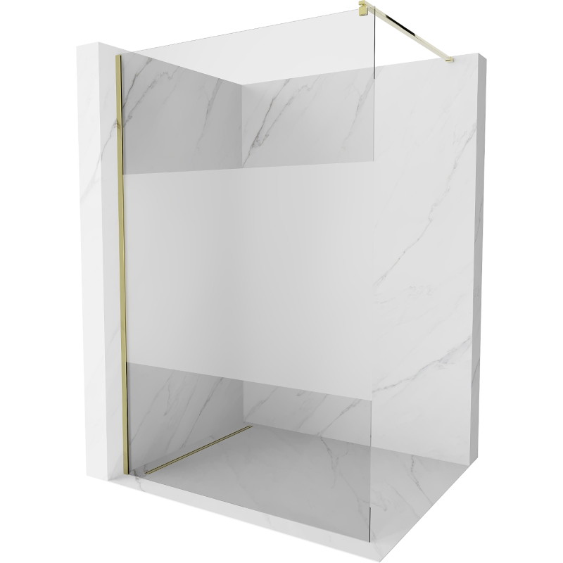 Mexen Kioto Walk-in Shower Screen 100 x 200 cm, Transparent/Frost 8 mm, Gold - 800-100-101-50-35