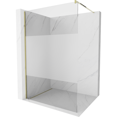 Mexen Kioto Walk-in Shower Wall 110 x 200 cm, Transparent/Frosted 8 mm, Gold - 800-110-101-50-35