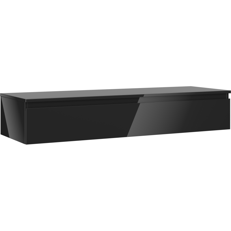 Mexen Orio szafka łazienkowa podumywalkowa 140 cm z blatem, 1 szuflada, czarna połysk - 91A10-14023-1-BFC70