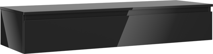 Mexen Orio mueble de baño bajo lavabo de 140 cm con encimera, 1 cajón, negro brillo - 91A10-14023-1-BFC70