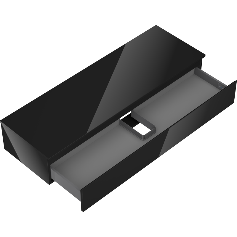 Mexen Orio bathroom cabinet 140 cm with countertop, 1 drawer, black gloss - 91A10-14023-1-BFC70