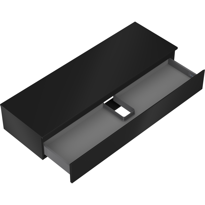 Mexen Orio armario de baño para lavabo de 140 cm con encimera, 1 cajón, negro mate - 91A10-14023-1-BFC71
