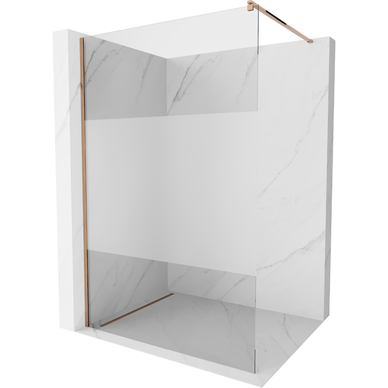 Mexen Kioto Duschwand Walk-in 100 x 200 cm, transparent/matt 8 mm, Roségold - 800-100-101-60-35