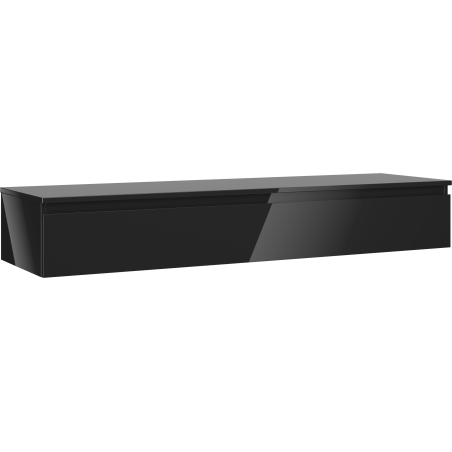 Mexen Orio 160 cm Bathroom Cabinet with Countertop, 1 Drawer, Black Gloss - 91A10-16023-1-BFC70