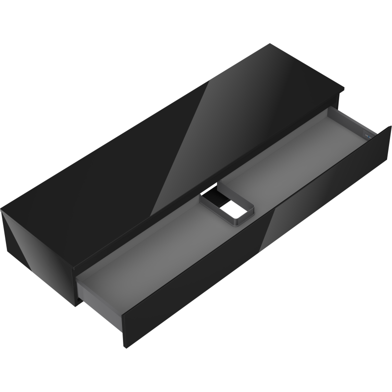 Mexen Orio mobile da bagno sottolavabo 160 cm con piano, 1 cassetto, nero lucido - 91A10-16023-1-BFC70