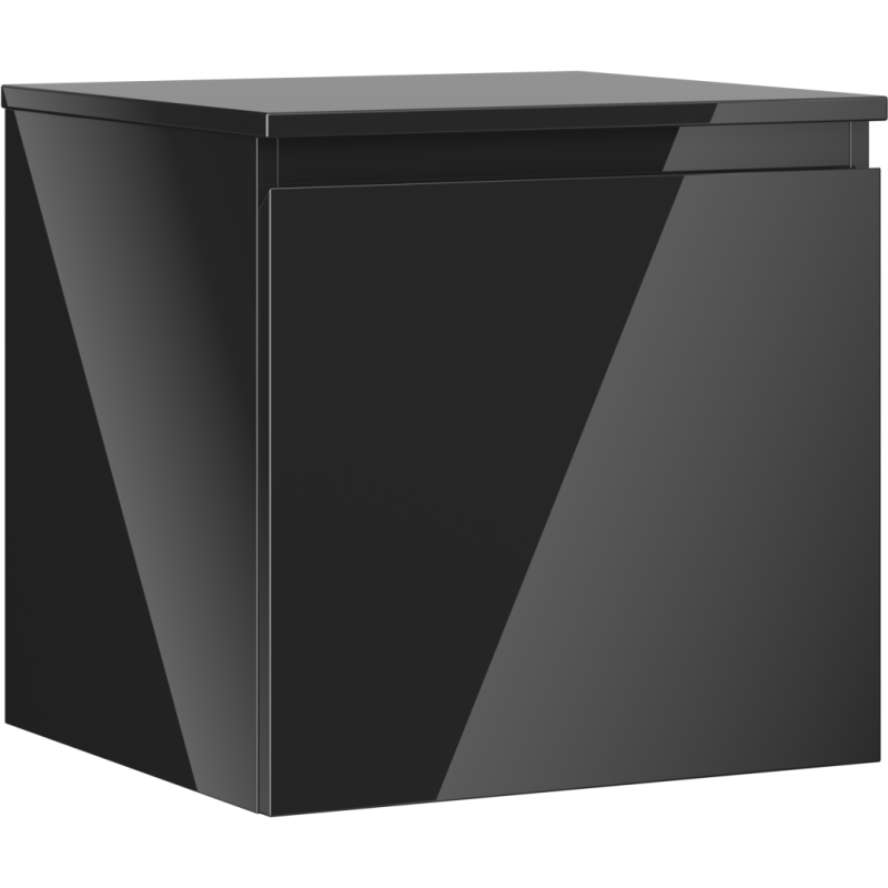 Mexen Orio badrumsskåp under tvättställ 50 cm med bänkskiva, 1 låda, svart högblank - 91A10-05047-1-BFC70