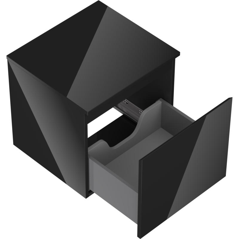 Mexen Orio badrumsskåp under tvättställ 50 cm med bänkskiva, 1 låda, svart högblank - 91A10-05047-1-BFC70