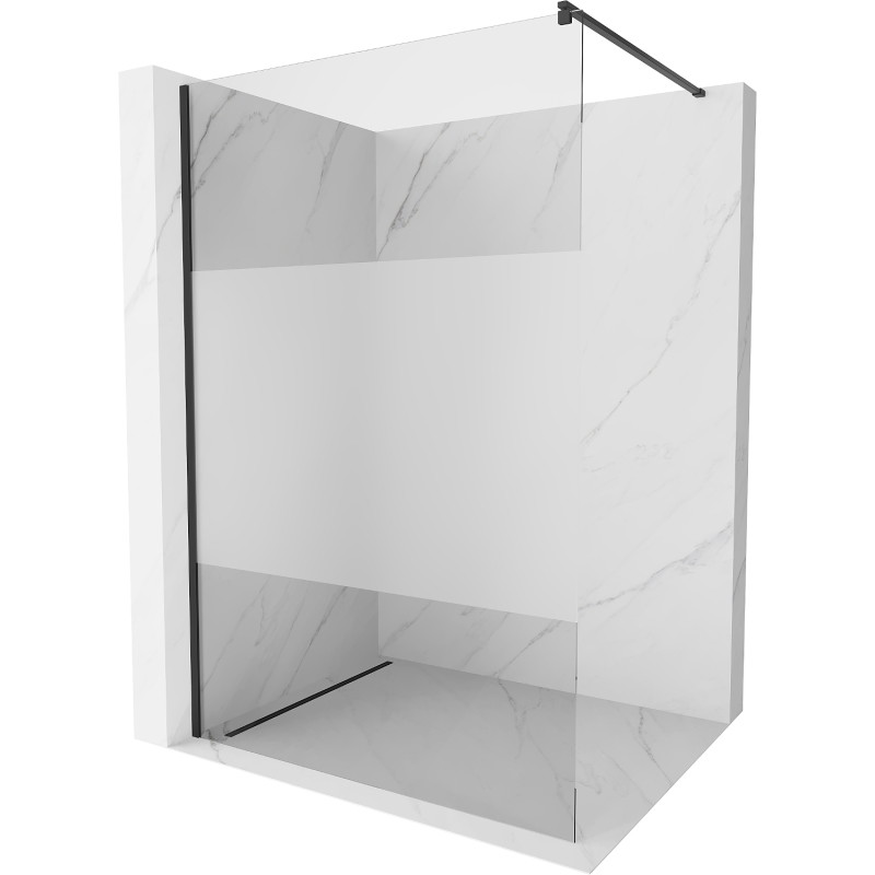 Mexen Kioto Walk-in Shower Wall 80 x 200 cm, Transparent/Frosted 8 mm, Black - 800-080-101-70-35
