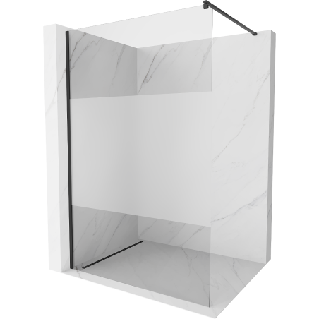 Mexen Kioto parede de chuveiro Walk-in 90 x 200 cm, transparente/fosco 8 mm, preto - 800-090-101-70-35
