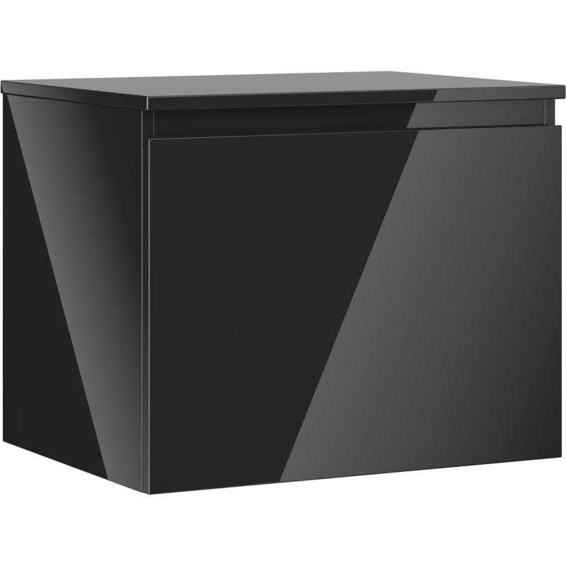 Mexen Orio 60 cm Vanity Cabinet with Countertop, 1 Drawer, Black Gloss - 91A10-06047-1-BFC70