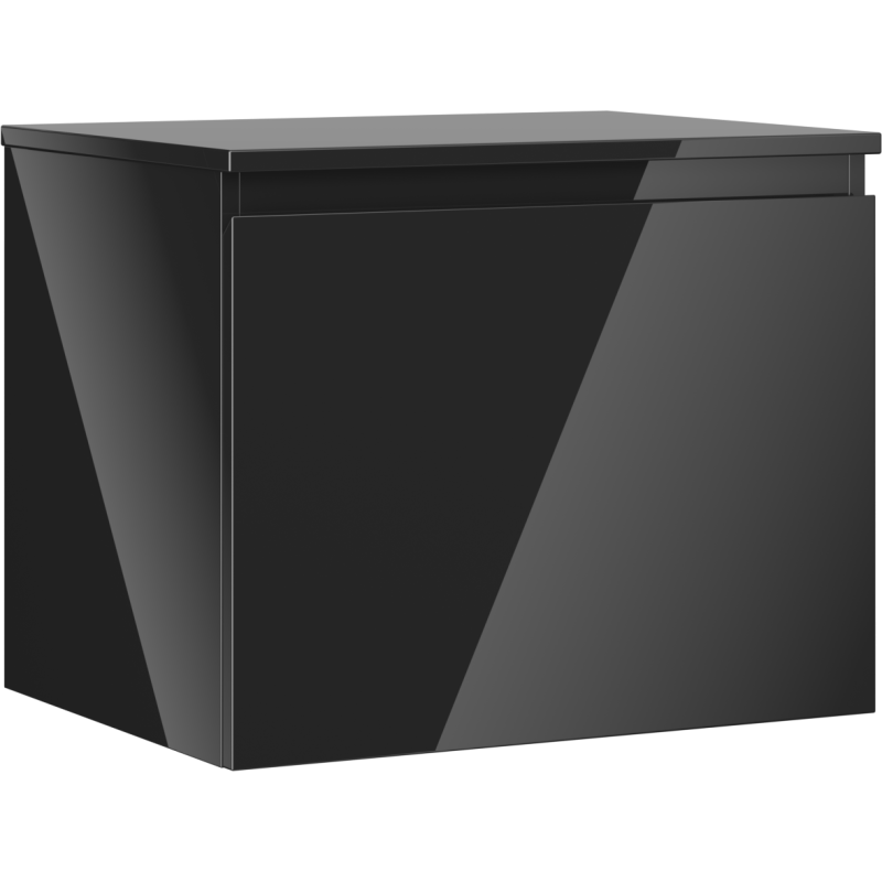 Mexen Orio Badezimmerschrank 60 cm mit Arbeitsplatte, 1 Schublade, schwarz glänzend - 91A10-06047-1-BFC70