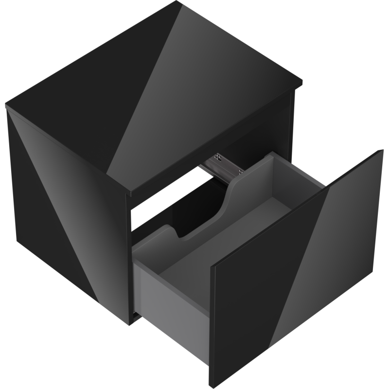 Mexen Orio Badezimmerschrank Unterschrank 60 cm mit Arbeitsplatte, 1 Schublade, Schwarz Hochglanz - 91A10-06047-1-BFC70