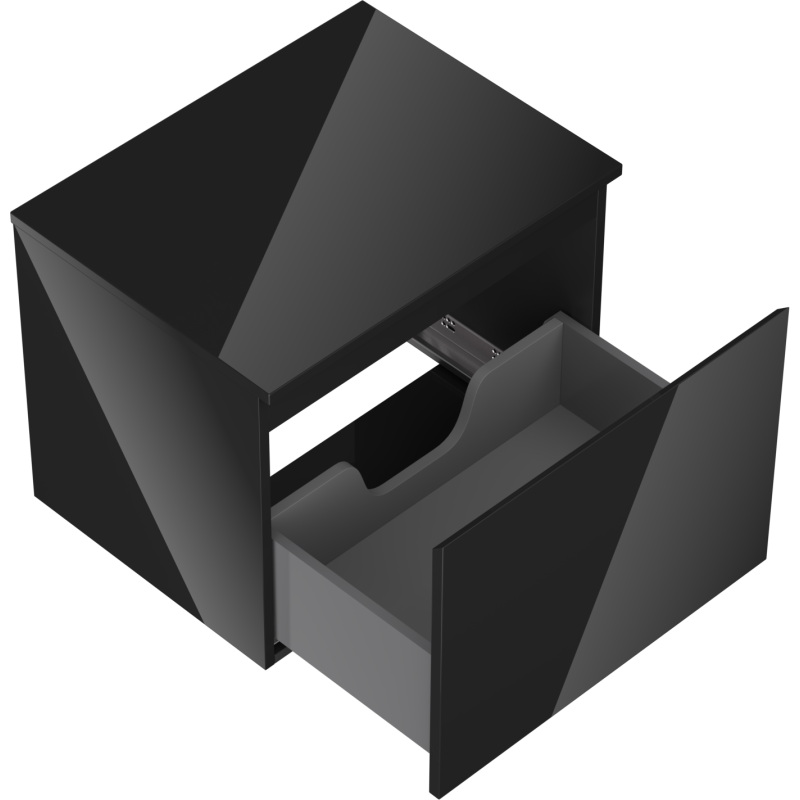 Mexen Orio badrumsskåp under handfat 60 cm med bänkskiva, 1 låda, svart glans - 91A10-06047-1-BFC70